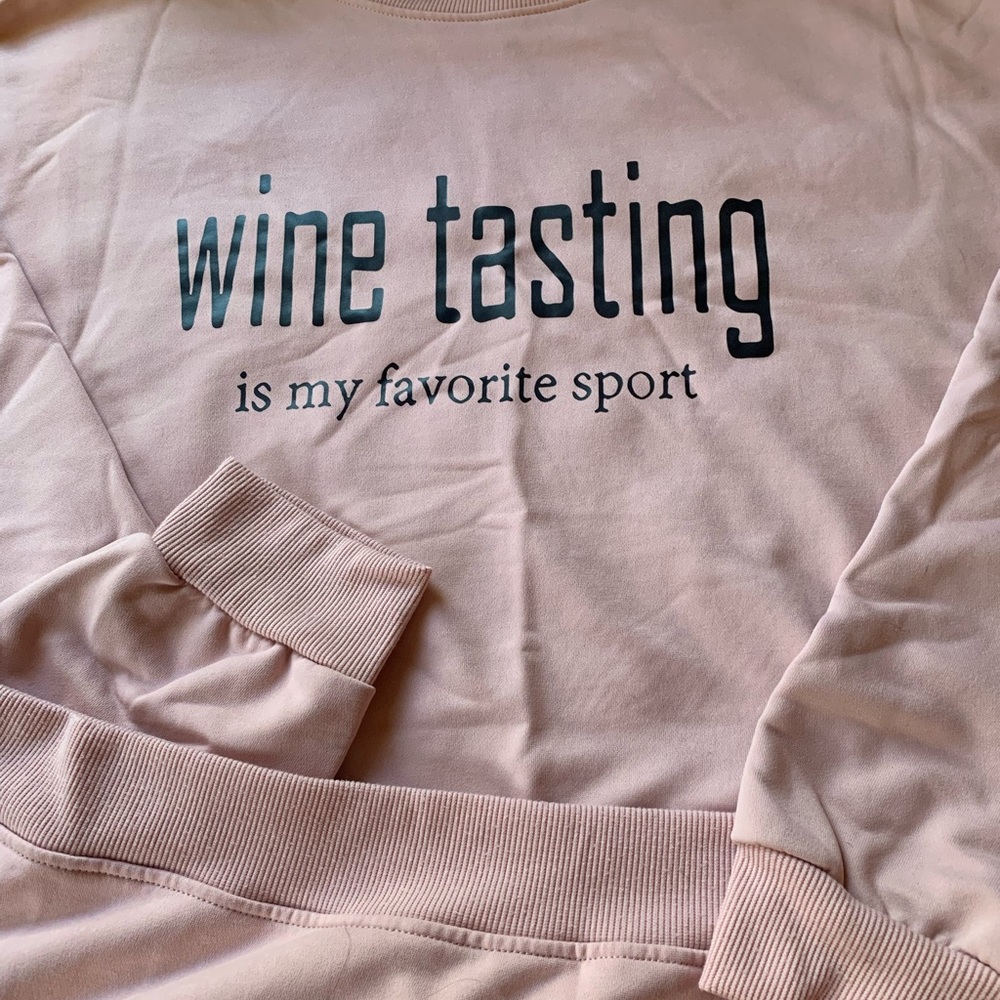 Women's Pink Sweater - Wine Tasting Print
